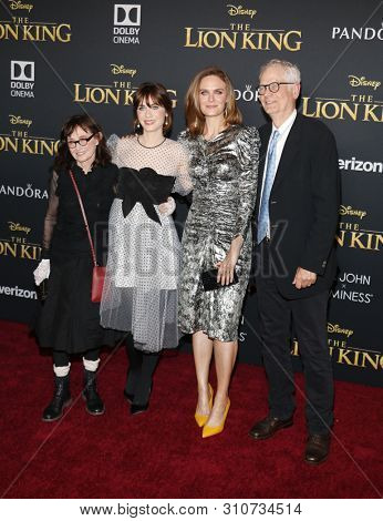 Mary Jo Deschanel, Zooey Deschanel, Emily Deschanel and Caleb Deschanel at the World premiere of 'The Lion King' held at the Dolby Theatre in Hollywood, USA on July 9, 2019.