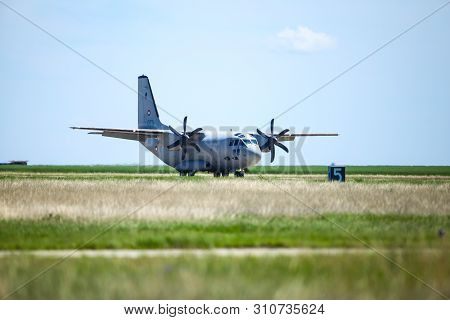 Boboc, Romania - May 22, 2019: Alenia C-27j Spartan Military Cargo Plane From The Bulgarian Air Forc
