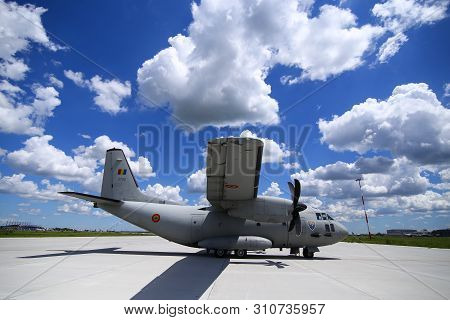 Otopeni, Romania - May 22, 2019: Alenia C-27j Spartan Military Cargo Plane From The Romanian Air For