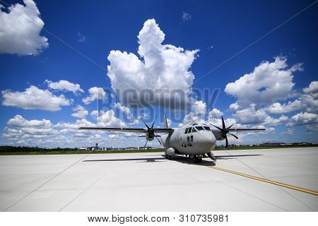 Otopeni, Romania - May 22, 2019: Alenia C-27j Spartan Military Cargo Plane From The Romanian Air For