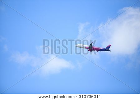 Otopeni, Romania - May 22, 2019: A Wizzair Commercial Airplane Is Taking Off From The Henri Coanda I
