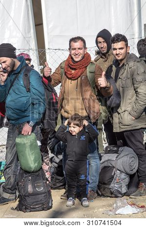 Gevgelija, Macedonia - December 13, 2015  Refugees Waiting To Enter Macedonia From The City Of Eidom