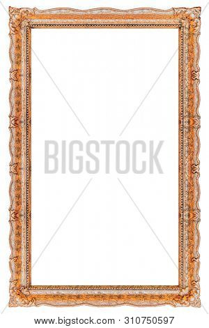 Verry Big Vertical Old Gold picture frame, isolated on white - extra large file and quality - 90mpx