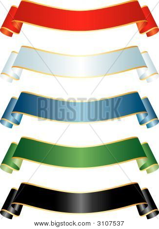 vector banners in vijf kleuren met