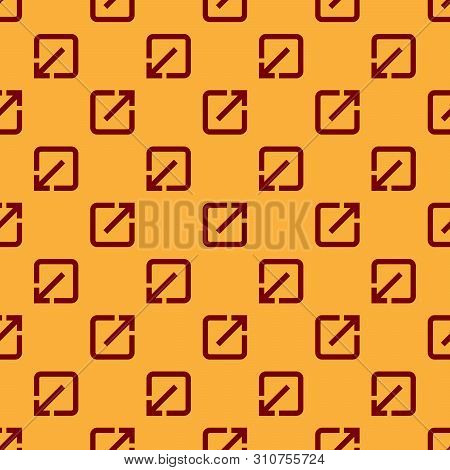 Red Open In New Window Icon Isolated Seamless Pattern On Brown Background. Open Another Tab Button S
