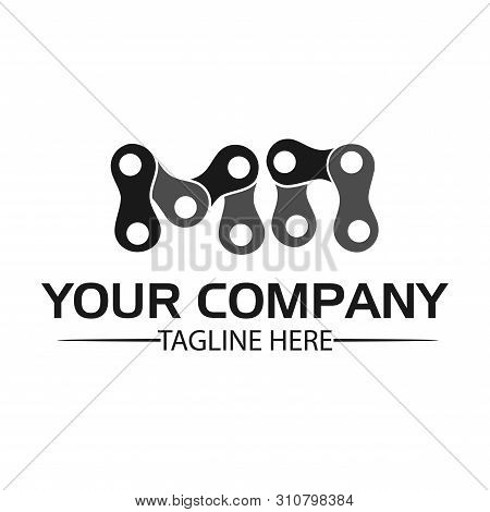 Letter Mn, Logo Letter Mn And Chain. Logo Formed By Chain