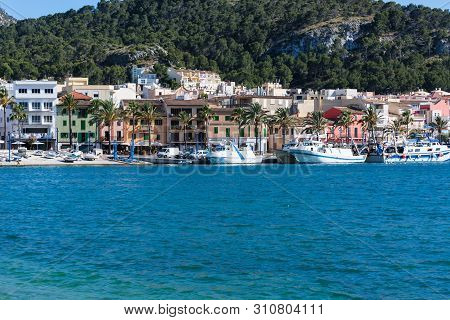 Port Andratx, Spain - June 01, 2016:
View Of The Bay Of Port Andratx Mallorca Baleares Spain. In The