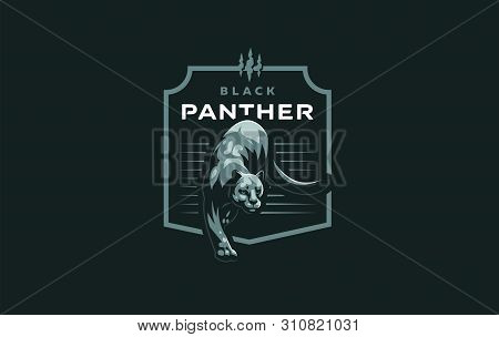Wild Cat. Puma Or Panther In A Minimalist Style. Vector Illustration.