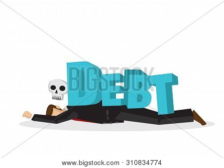 Businessman Attacks, Fall And Collapse By Giant Lettering 