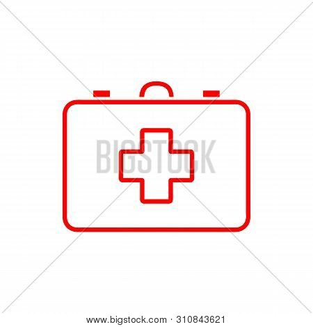 Flat Minimal First Aid Kit Icon. Simple Vector First Aid Kit Icon. Isolated First Aid Kit Icon For V