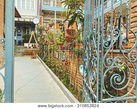Tbilisi, Georgia - Murch 29 2019: The Old District Of The City In Tbilisi, Georgia.the Restored Area