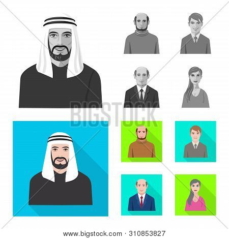 Vector Illustration Of Hairstyle And Profession Symbol. Set Of Hairstyle And Character Vector Icon F