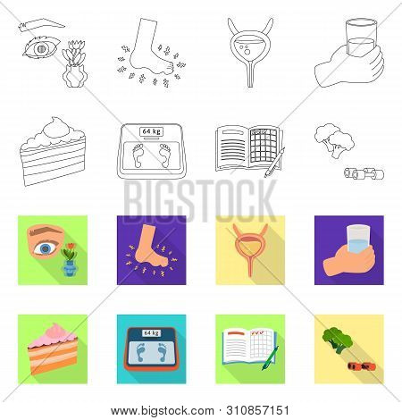 Vector Illustration Of Diet And Treatment Logo. Set Of Diet And Medicine Stock Vector Illustration.