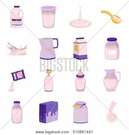 Vector Design Of Food And Dairy Symbol. Set Of Food And Calcium Stock Vector Illustration.