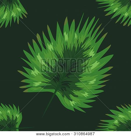 Seamless Vintage Floral Pattern. Exotic Leaves. Botanical Classic Illustration. Green