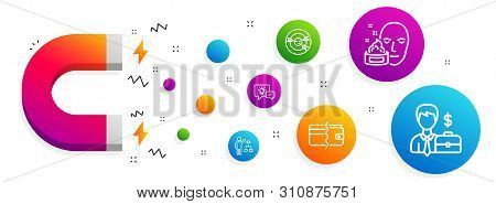 Magnet Attracting. Face Cream, Payment Methods And Algorithm Icons Simple Set. Idea Lamp, Targeting 