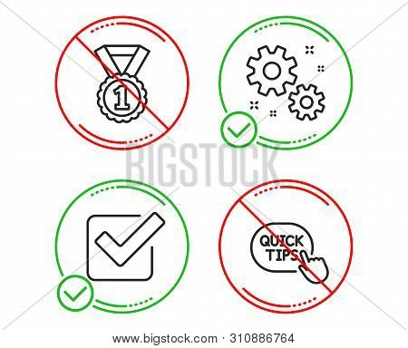 Do Or Stop. Work, Checkbox And Best Rank Icons Simple Set. Quick Tips Sign. Settings, Approved Tick,
