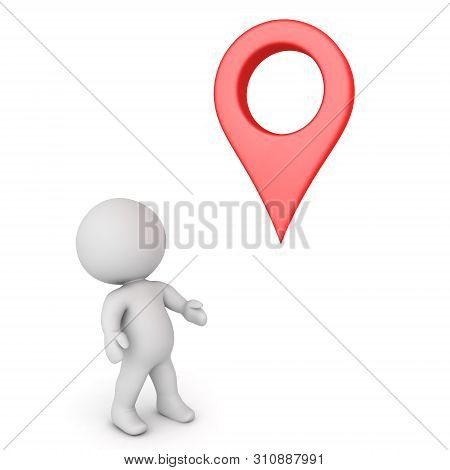 3D Character Looking Up At Location Pin