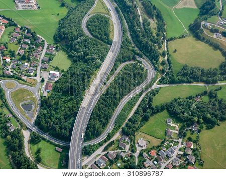 Interstate Exit On The A-10 Phyrnautobahn In Austria - A Concept For Traffic And Transportation By C