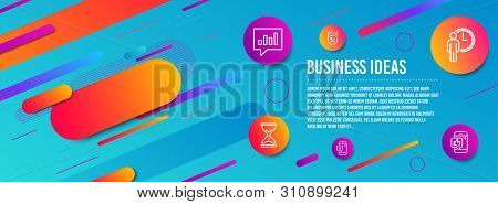 Header Banner. Ab Testing, Waiting And Time Hourglass Icons Simple Set. Analytical Chat, Loan Percen