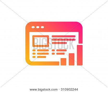 Web Report Icon. Column Graph Sign. Growth Diagram Symbol. Classic Flat Style. Gradient Web Report I
