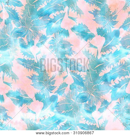 Seamless Pattern With Flowers. Summer Concept. Mix-media Design. Digital Painting And Watercolor Tex