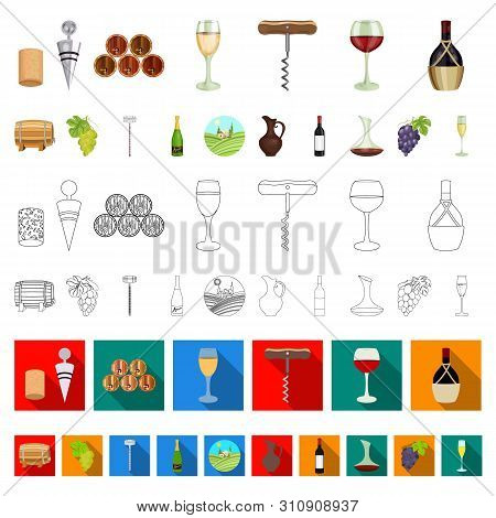 Wine Products Cartoon Icons In Set Collection For Design. Equipment And Production Of Wine Bitmap Sy