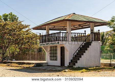 Puerto Princesa, Palawan, Philippines - March 3, 2019: Iwahig Penal Colony. White Stone Central Empl