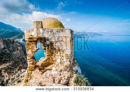 Panoramic View On Coastal City El Jebha In North Morocco By Mediterranean Sea