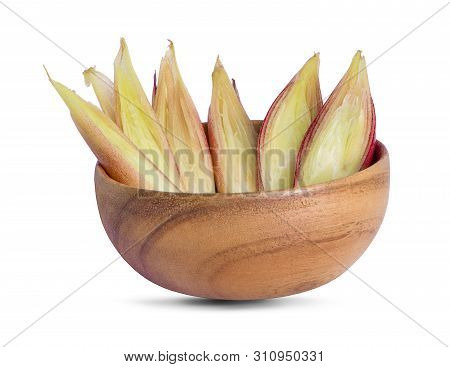 Myoga In Wooden Bowl An Isolated On White Background