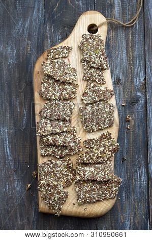 Delicious Healthy Multigrain Gluten-free Crackers, Ketogenic, From Chia Seeds, Flax, Sesame And Grou