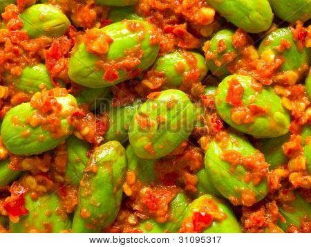 petai bønner i sambal sauce