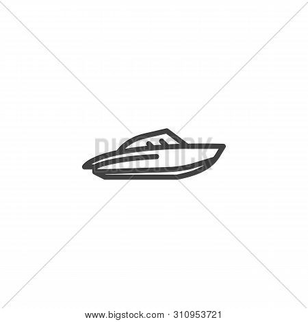 Water Scooter Line Icon. Speedboat Linear Style Sign For Mobile Concept And Web Design. Motorboat, P