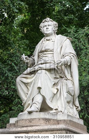 The Marmor Statue Of The Great Musician Franz Schubert In The City Park, Vienna, Austria (built In 1
