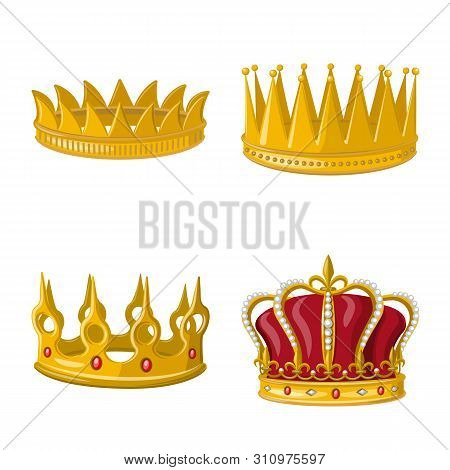 Vector Design Of Monarchy And Gold Symbol. Set Of Monarchy And Heraldic Vector Icon For Stock.