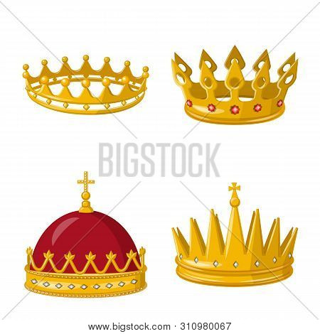 Vector Design Of Monarchy And Gold Icon. Set Of Monarchy And Heraldic Vector Icon For Stock.