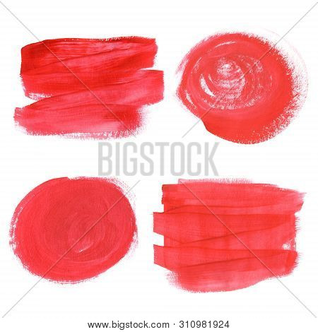 Set Of Abstract Templates For Text. Hand Painted In Gouache. The Texture Of The Brush. Rectangle, Ci