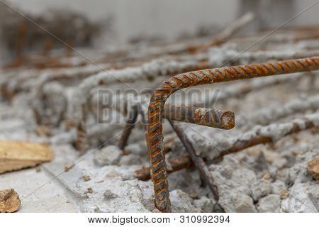 Detail Of Iron Rod Of A Baseplate Of A New House