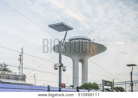 Hyllie Water Tower Seen From The Railroad, May 21, 2019, Malmoe, Sweden