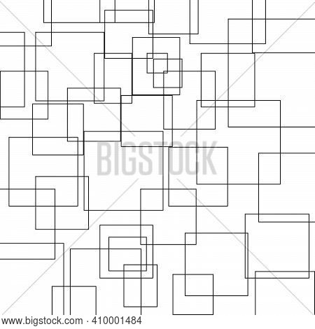 Geometric Vector Pattern, Repeating Thin Linear Square Black And Rectangle. Clean Design For Fabric 