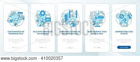 Unregistered Pharmacies Threats Onboarding Mobile App Page Screen With Concepts. More Harmful Than H