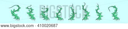 Set Of Beanstalks Cartoon Icon Design Template With Various Models. Modern Vector Illustration Isola