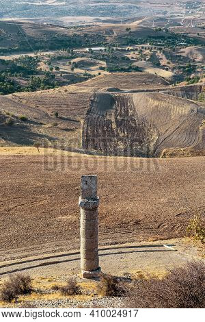 Bagozu, Turkey - October 8, 2020: This Is A View From The Ancient Burial Karakus Tumulus Mound To Th