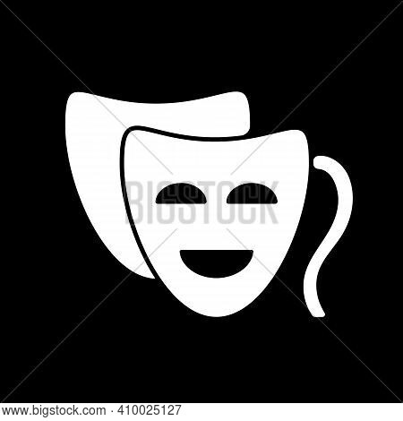 Comedy Dark Mode Glyph Icon. Funny Movie, Humorous Film, Classic Theater. Television Entertainment C