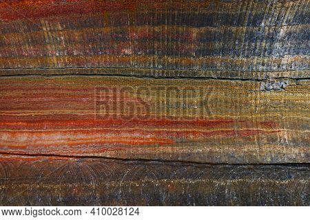 Underground Multicolor Background Fragment With Traces Of Large Drilling Equipment On Wall In Potass