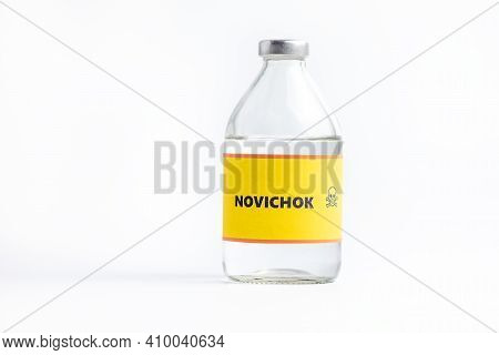 Bottle With Chemical Weapon Beginner On White Background