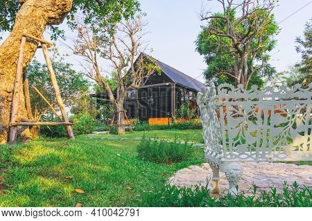 Kanchanaburi,thailand - February 19, 2021 : Beautiful Garden Decoration Of Cafe Amazon Coffee Shop A