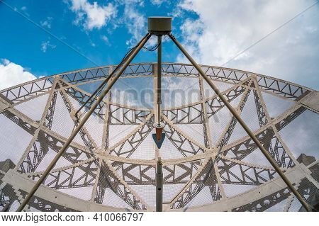 Huge Satellite Antenna Dish For Communication And Signal Reception Out Of The Planet Earth. Observat