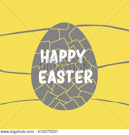 Single Grey Easter Egg On Yellow Bg Poster