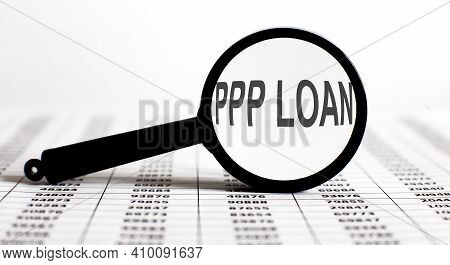 Magnifier With Text Ppp Loan On Chart Background